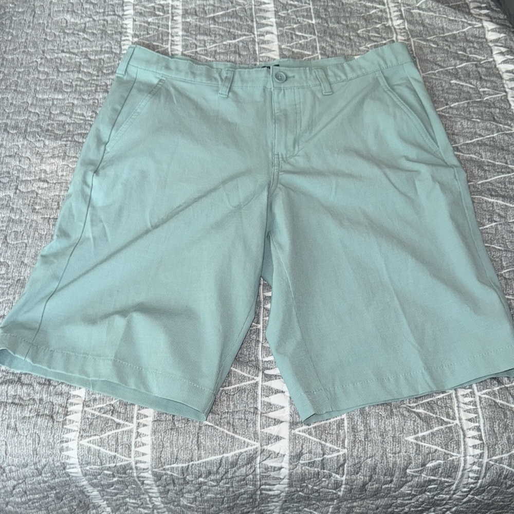 NWT George At The Knee Walk Short Side Pocket Button Zip Greenish Blue Men's 32